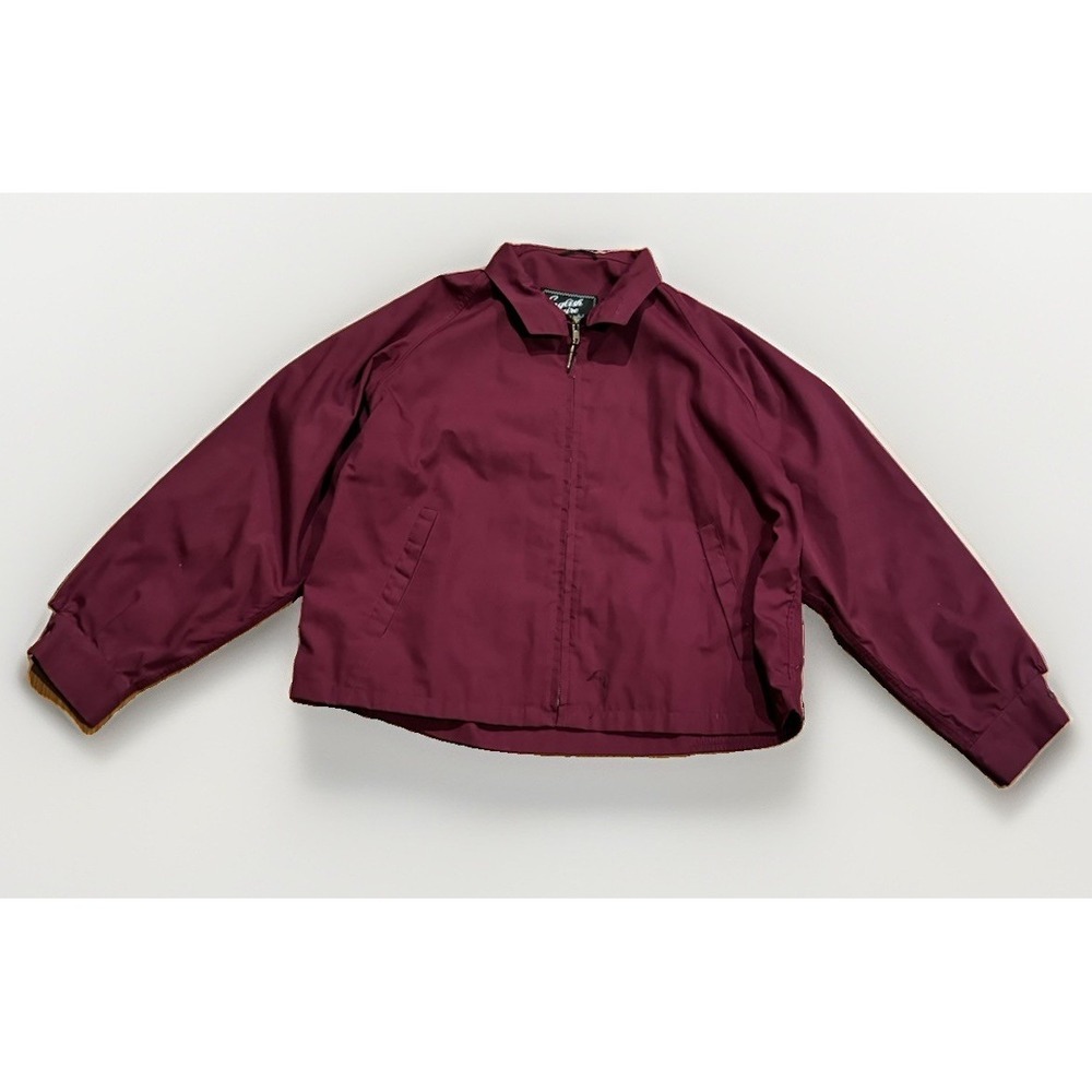 Vintage 70s English Squire Harrington Jacket 46 Burgundy Maroon Talon Zip USA
